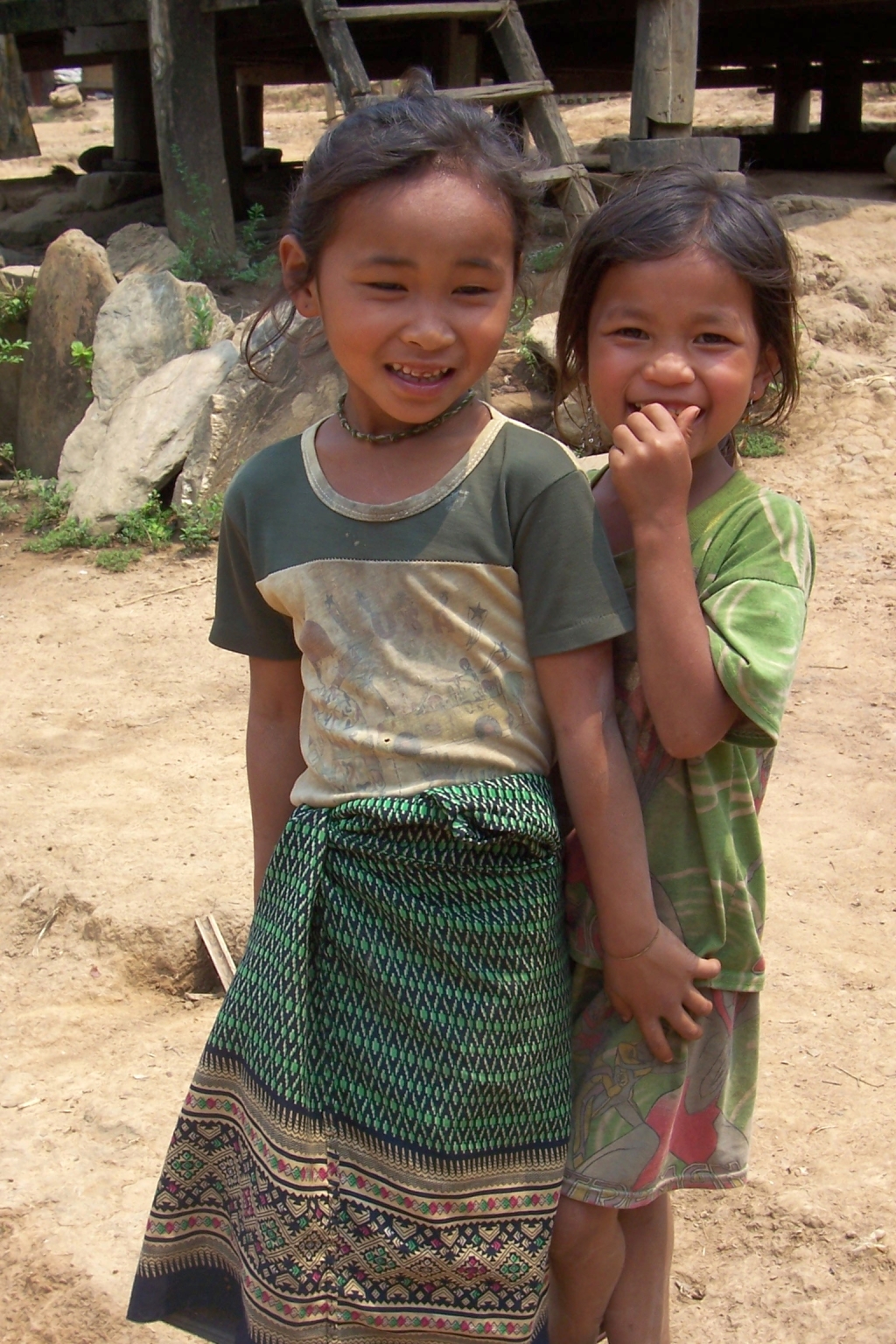 Kids  in a local pristine village in Laos at the banks of Mekong river